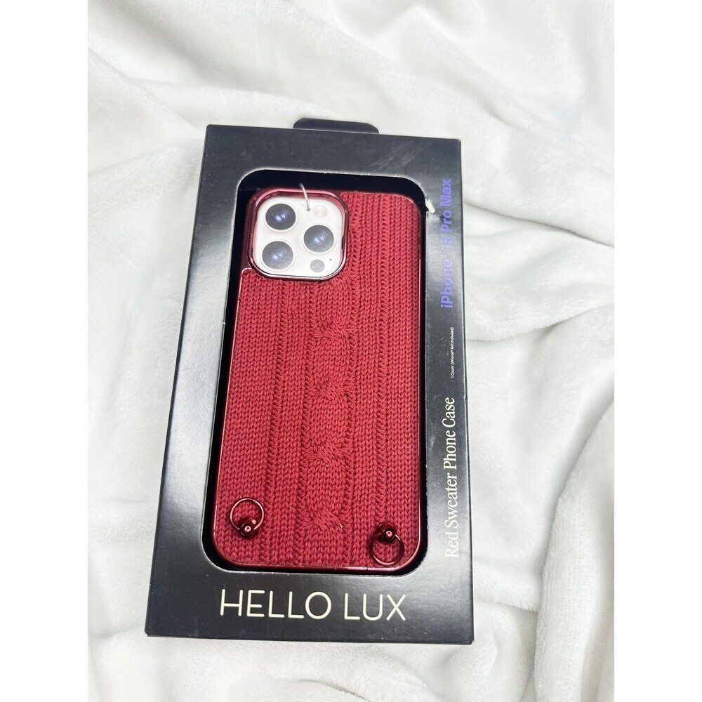 HELLO LUX Red Sweater Dual Layer Phone Case For IPhone 15 Pro Max Fabric Shell